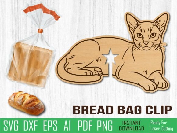 Abyssinian Cat Bread Clip Laser Cut for Organizers