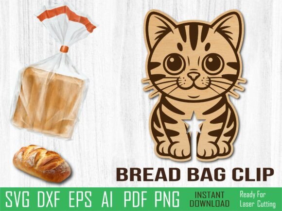 American Shorthair Cat Bread Clip Laser Design Review