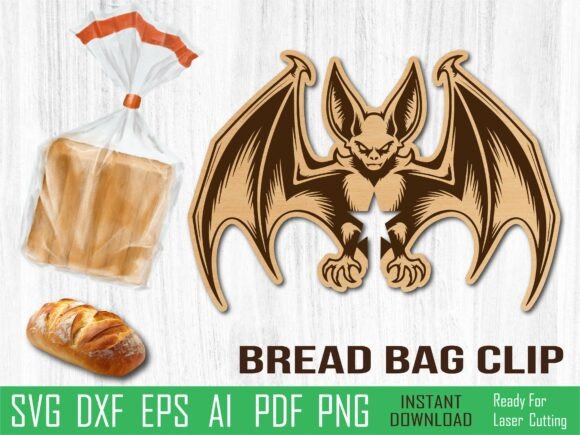 Bat Bread Clip Laser Cut SVG for Other Art Amp Projects