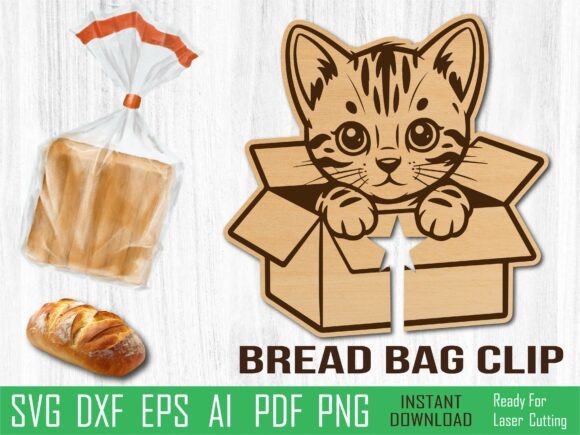Bengal Cat Box Bread Clip Laser Cut for Organizers
