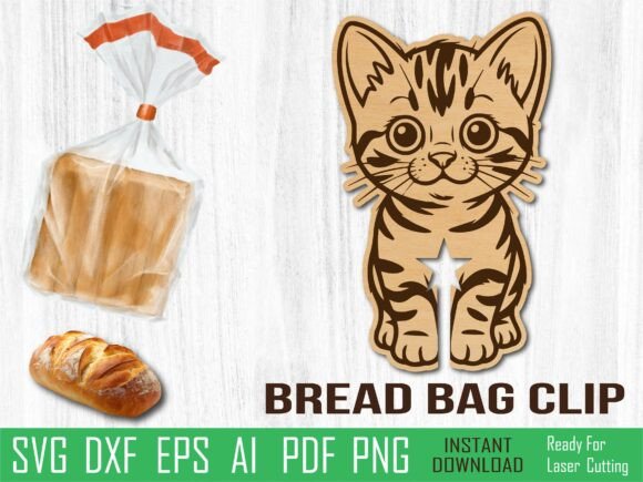 Bengal Cat Bread Clip Laser Cut SVG for Web & Editorial Design