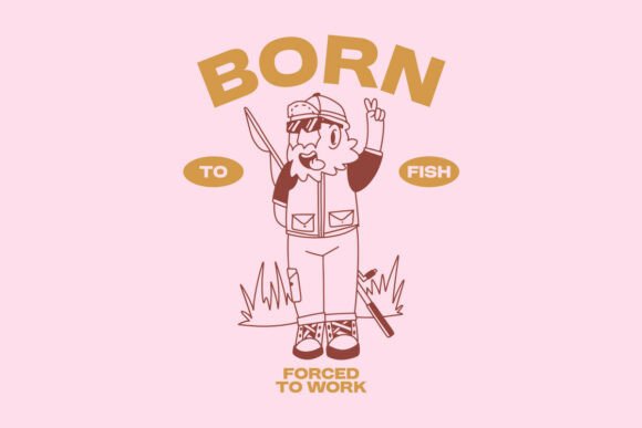 Born to Fish Vintage Summer Fishing T-Shirt Design