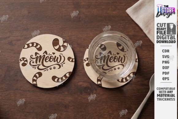 Cat Coaster Laser Cut Funny Kitten SVG for Home Decor