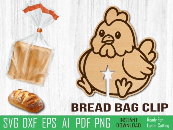 Chicken Bread Clip Laser Cut for Organizers