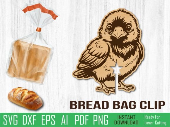 Crow Bread Clip Laser Cut SVG for Organizers