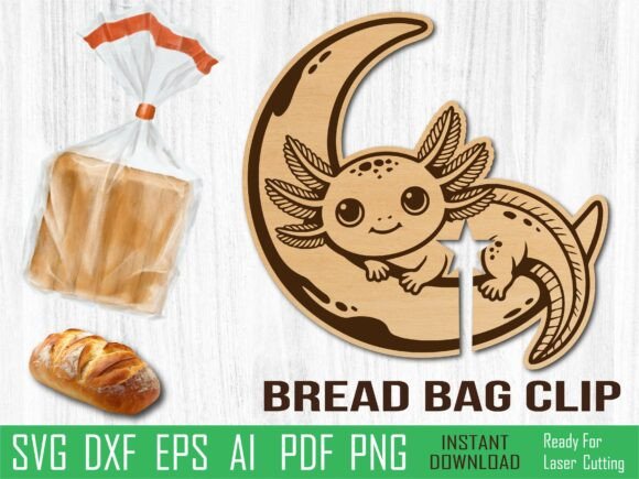 Cute Axolotl Bread Clip Laser Cut for Organizers