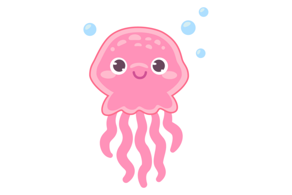 Cute Jellyfish Cartoon Character for Blog and Website Graphics