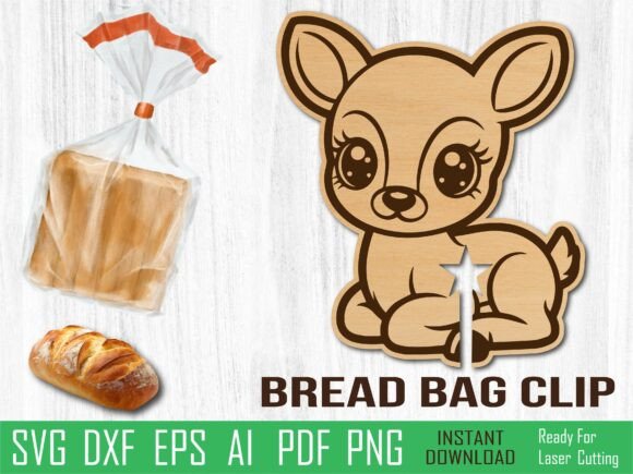 Deer Bread Clip Laser Cut for Home Decor
