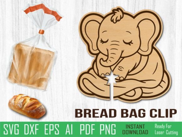 Elephant Bread Clip, Animal Laser Cut for Local Business Branding