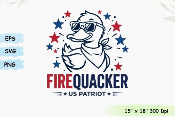 Firequacker Patriotic Rubber Duck T-Shirt Design for Digital Sellers