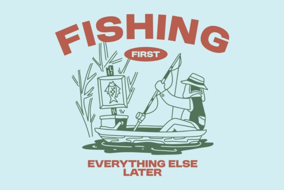 Fishing First Vintage Summer Fishing Graphics for T-Shirt Designs