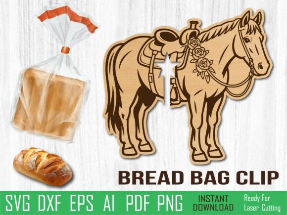 Horse Bread Clip SVG for Laser Cutting and Organizers