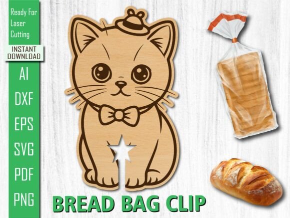 Laser Cut Cat, Bowtie Cat Bread Clip for Other Art Amp