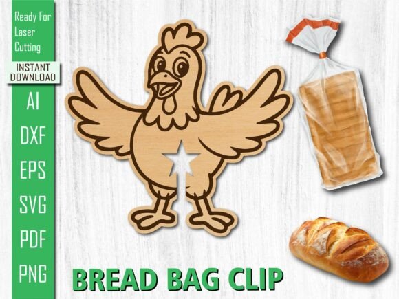 Laser Cut Cute Funny Chicken Bread Clip for Other Art Amp
