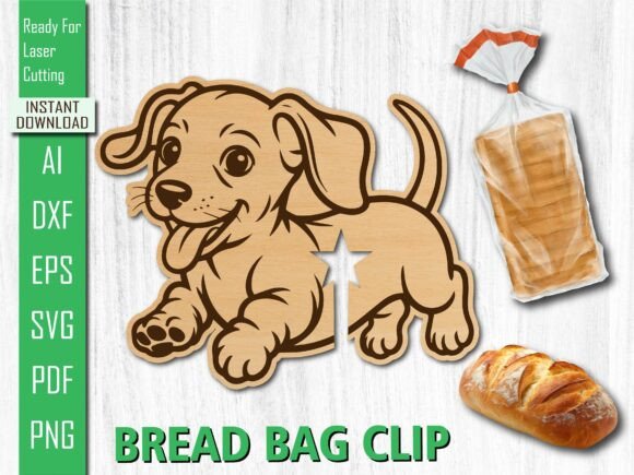 Laser Cut Dog Bread Bag Clip for Home Decor