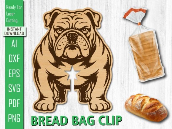 Laser Cut English Bulldog Bread Clip SVG for Home Decor