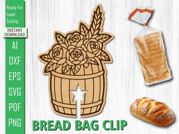 Laser Cut Flower Bucket Bread Clip SVG for Other Art Amp
