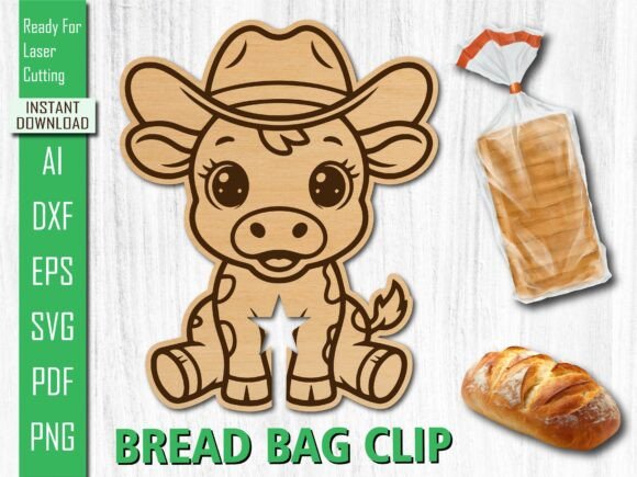 Laser Cut Girl Braided Cow Bread Clip for Other Art Amp