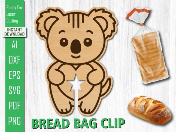 Laser Cut Koala Bread Bag Clip for Creative Publishing