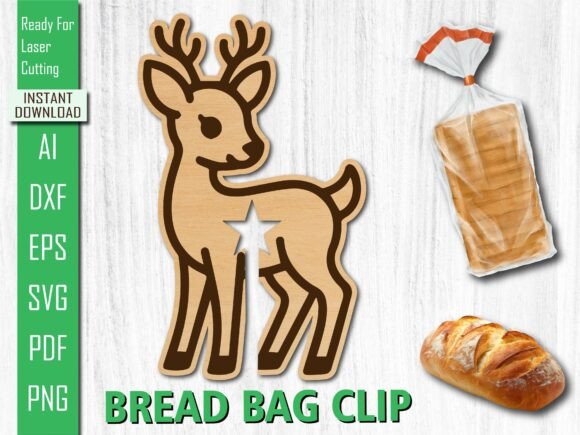 Laser Majestic Buck Deer Bread Bag Clip for Laser Cutting