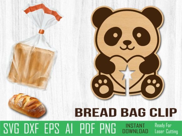Panda Bread Clip Laser Cut for Home Decor