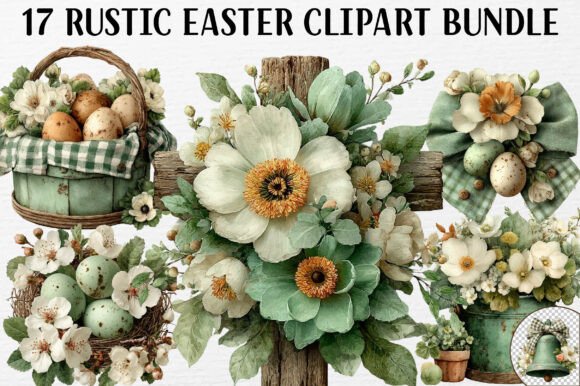 Rustic Easter Clipart Bundle for Graphics and Illustrations