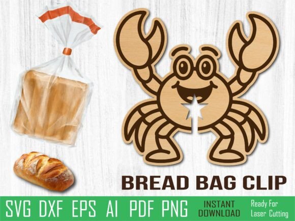 Sea Crab Bread Clip Laser Cut for Organizers