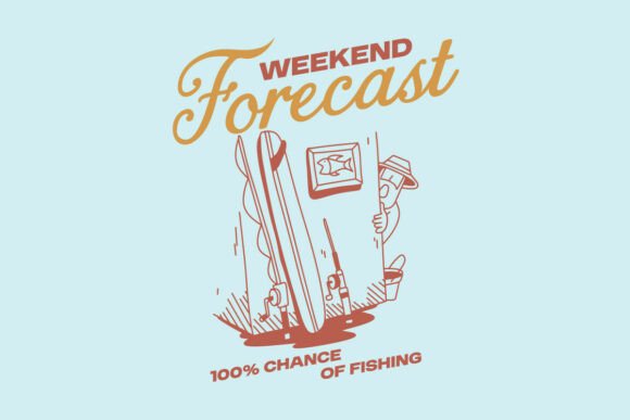 Weekend Forecast Vintage Summer Fishing Graphics for T-Shirt Designs