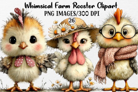 Whimsical Farm Rooster Clipart for Creative Projects