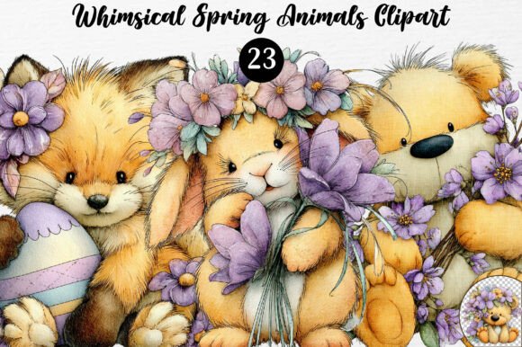 Whimsical Spring Animals Clipart for Illustrations and Graphics