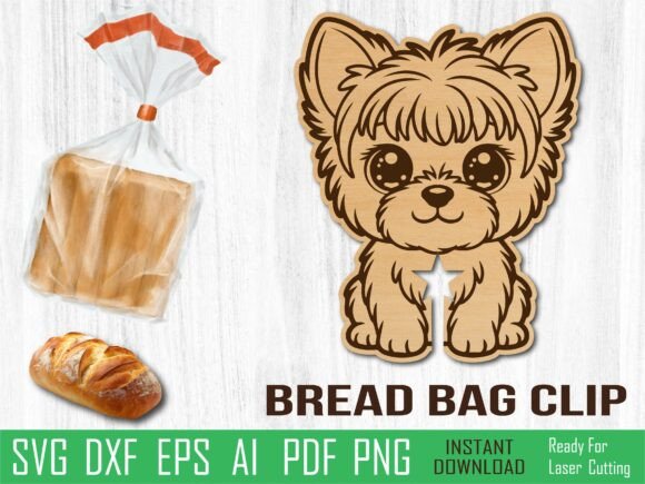Yorkshire Terrier Dog Bread Clip Laser Cutting Design
